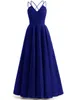 Long Sweety Formal Evening Dresses Deep V-Neck Spaghetti A-Line Satin Sexy Backless Plus Size Prom Party Gowns 25