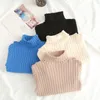 Family Matching Outfits Children Sweaters Baby Boys Girls Long Sleeved Solid Color High Collar Knitted Bottom Shirt Autumn Spring Kids Pullover Sweater 230711