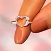 Bague de proposition en forme de coeur pour filles Kpop cristal rose cadeaux d'amour romantique femmes bijoux accessoires de doigt réglables en gros