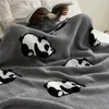 Filtar Panda Fjäder Garn Filt Tjocka Varm Till Säng Soffa Mjuk Hudvänlig Värme Täcke Rumsinredning 130X160CM