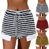 Dames Shorts Zomer Gestreept Gebreid Hoge Taille Zwart Y2K Casual Koord Basic Club Slim Fit Slit Booty Vrouwen Party