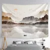 Wandteppiche Berg und Fluss Tuschemalerei Tapisserie Wandbehang Stil Home Decor R230710