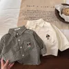 キッズシャツ子供服秋男の子女の子韓国クマシャツベビー刺繍トップ 230711