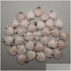 Charms kamień naturalny sześciokątny filar kształt serca punkt Rose Quartz wisiorki do tworzenia biżuterii naszyjnik Diy kolczyki Drop Delivery Dhfdc