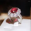 Cluster Rings 925 Silver Delicate Color CZ Oval High Carbon Simulation Diamond For Women Wedding Party Jewelry