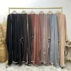 Vestuário étnico Verão Sobretudo Fino Cetim Mangas Morcego Cardigan Robe Muçulmano Mulheres Vestido Abaya Peru Caftan Vestidos Soltos Vestido