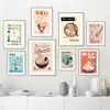 Quadro su tela Cibo giapponese Ramen con uovo Sushi Shochu Arte della parete Poster nordici Cucina retrò Ristorante Decorazione della parete Immagine Soggiorno Decor Regalo Amico w06