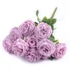 Fleurs décoratives grandes têtes de 10 cm soie artificielle Rose Bouquet de fleurs pour la décoration de mariage à la maison fournitures de jardin faux