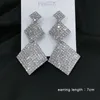 Stud SINLEERY Fashion 3 Square Big Earrings For Women Gold Silver Color Full Drop Brinco acessórios de casamento ES870 SSA 230710