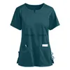 Others Apparel Women's Nursing Uniform Tshirts Tops Short Sleeve Pocket Care Workers Scrubs Medical Working Uniform Nursing Workers Scrubs Tops x0711