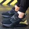 Gold Noble Men Breathable Air Mesh Safety Shoes Work Sneakers Male Wear Resistant Cushion Shoes Work Boots Indestructible T808