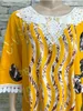 Abbigliamento etnico Abiti estivi a maniche corte da donna africana con grande sciarpa Abito in cotone da donna con stampa floreale allentata Boubou Maxi Islam Abaya