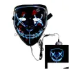 Máscaras de festa Led Assustador Halloween Glow Light Up Cosplay Rave Mask Para Festas Festival Traje Cold Phjk1909 Drop Delivery Home Garden Dhljw