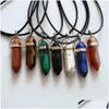 Pendentif Colliers Mixte Pierre Naturelle Cristal Pilier Charmes Chakra Pendum Collier Pour Femme Chaînes En Cuir Jewelr Drop Delivery Juif Dhmgw