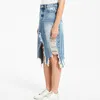 Röcke LOGAMI zerrissener Denim Hautenges Kleidungsstück Damen asymmetrischer Bleistift-Jeansrock Damen High Split Midirock 2XL 230710