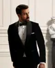 Black Velvet Wedding Tuxedos Slim Fit Men Suits Shawl Lapel Groom Wear Morning Bussiness Party Wear
