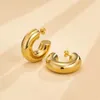 Boucles d'oreilles créoles femmes Chunky creux oreille Clips métal géométrique mode acier inoxydable pour Punk Hiphop bijoux