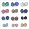 Stud moda 12 kolorów okrągły 12Mm żywica Druzy Drusy kolczyki ze stali nierdzewnej ręcznie robione dla kobiet biżuteria Drop Delivery Dh7B3