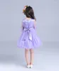 Abiti da ragazza Abito da sposa per ragazze di fiori in pizzo vintage Petalo viola Attacca voile Bambini per feste da ballo Vetement Fille 2-9T