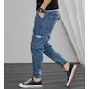 Jeans för män Plus Size M-5XL Herr Jogger Vår Sommar Höst Vinter Mode Casual Pocket Cargo Slim Fit Stretch Långa jeansbyxor