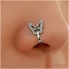 Носовые кольца зажимы зажимы обручи для женщин, не сбивающихся с палочкой, уступываемые бабочки Кристаллический медный золотой цвет оптом 2023 Новая капля рода dhhaq