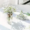 Dekorativa blommor Bukett Konstgjord festdekor Gypsophila Hem Fake Silke Rose Guld Rosor Vita