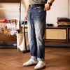 Jeans da uomo 705-0002 Pantaloni di jeans aderenti lavati di buona qualità rossi Pantaloni di jeans spessi pesanti di cotone 14 once