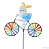 Konijn Bij Tijger op Fiets DIY Windmolen Dier Fiets Wind Spinner Zweefmolen Tuin Gazon Decoratieve Gadgets Kids Outdoor Speelgoed L230620