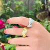 Кластерные кольца Vinregem Bohemia Lab Lab Sapphire Gemstone Sona Diamonds Open Ring для женщин подарки годовщины роскошные коктейльные украшения оптом