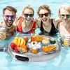 Sand Lek Vatten Kul Sommarprodukt Premium Uppblåsbar åttahåls kopphållare Flytande brickhållare Dryck fruktkopp rad poolparty 230711