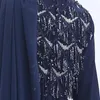 أزياء الملابس العرقية خمر رمضان فاخر لباس مسلم أبايا للنساء الترتر شرابة شيفون تنورة عربية رداء إسلامي أبيض