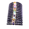 Bracelets porte-bonheur Pierre de lave noire naturelle Bracelet croix turquoise Vaolcano Aromathérapie Diffuseur d'huiles essentielles pour les femmes Yoga Drop D Dh5Fc