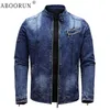 Pantalon Aboorun polaire Denim veste hommes Streetwear moto Biker manteaux Slim Fit vestes vêtements masculins