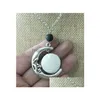 Pendant Necklaces Fashion Circle Lava Stone Moon Necklace Volcanic Rock Aromatherapy Essential Oil Diffuser For Women Jewelry Drop D Dhl3E