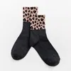 Women Socks 2023 Style Stripe Leopard White Black Funny Nylon Disual Short Ladies Crazy Happy Cotton