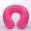 Pillow Travel Office Headrest Ushaped Inflatable Short Plush Cover PVC Support Cushion Neck 9 Colors 230711