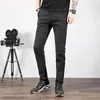 Men's Pants 2023 Men Casual Elastic Long Trousers Male Cotton Stripes Straight Gray Work Pant Autumn Winter Large Size 28-38