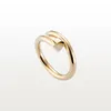 Tiffniylise Band Rings Love Nail Shape Designer Lovers Diamonds Luxury Jewelry Steel Gold-Plated Never Fade Allergic Silver Rose