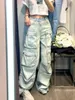 Gonne 2023 Y2K Pantaloni a gamba larga americani con jeans a vita alta stile multi-tasche hip hop femminile Gothic Joker street wear 230711