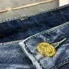 #1 Projektanci luksusu dżinsy w trudnej sytuacji France Fashion Pierre proste męskie rowerowe dziura stretch dżinsowe dżins