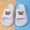 Slippers Women Cartoon Butterfly Decor Beac Summer Casual Soft Comfy Platform EVA Slides Non-slip Home Bathroom Men 2023 Shoes T230711