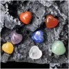 Taş doğal 10x15mm kalp kristal yeşim ametist kaplanlar göz 7 çakra iyileştirici kılavuzlar meditasyon süsleri mücevher aksesuar damlası dh9xe