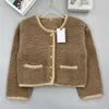 Women's Knits & Tees designer Round neck Teddy grain round long sleeve cardigan alpaca wool French coat Lazy sweater AZW6