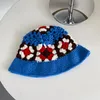 Cappelli a tesa avari Fiore Cappello a secchiello all'uncinetto Donna Primavera Estate Berretti fatti a mano in maglia INS Berretto Panama carino coreano 230710