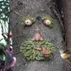 Tree Face Bird Feeder Decor Outdoor Tree Decor Wild Bird Feeder Tree Sculpture with Glow in The Dark Eyes for Decor Garden Yard L230620