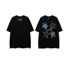 Stars Denim Patch Short Sleeve T-shirt Men's Summer High Street Top