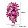 Big Size Full Crystal Accessories Flower Cluster Leaf Purple Brooches for Women Wedding Bouquets Gold Color Brooch Jewelry