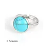 Solitaire Ring 12 mm Stone Natural Blanc Bleu Turquoise Opale Crystal rose Chakra Open pour femmes bijoux Livraison DH32B