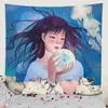 Tapeçaria Tapeçaria Anime Healing Girl Background Decoração de Quarto Pano Pendurado R230710