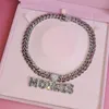 Pendentif Colliers Rose Pierres Claires Cubain Lien Chaîne Avec Nom Ras Du Cou Coeur Bail Icy Lettres Collier Blingbling Monogramme Personnalisé 230710